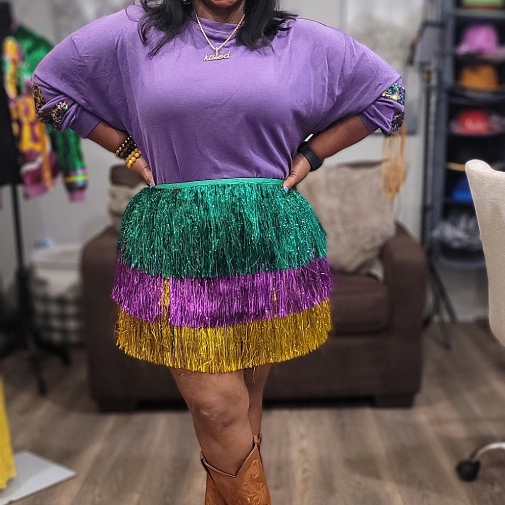 Marsi Gras Fringe Skirt